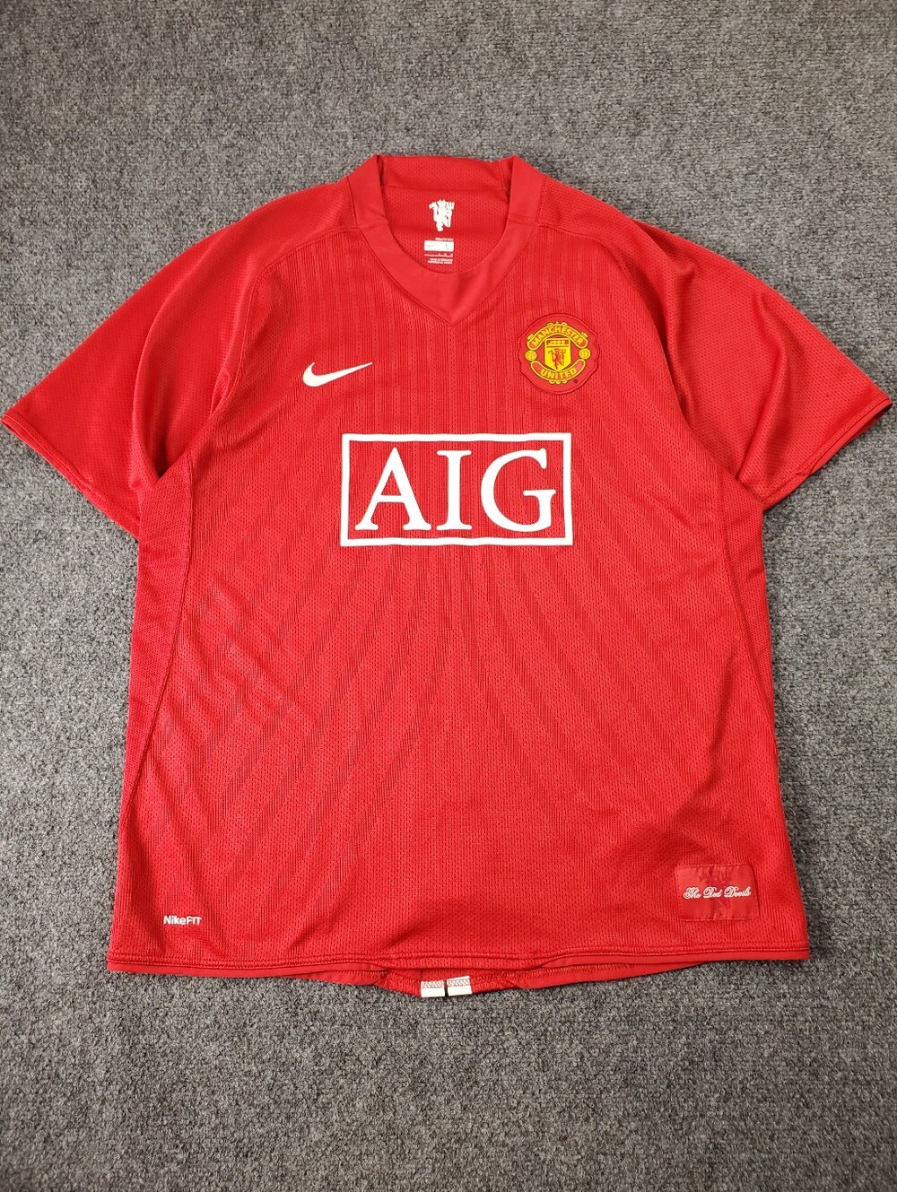 Nike Manchester United 2007-2008 Home Jersey Kit Mens Large Soccer Football Red